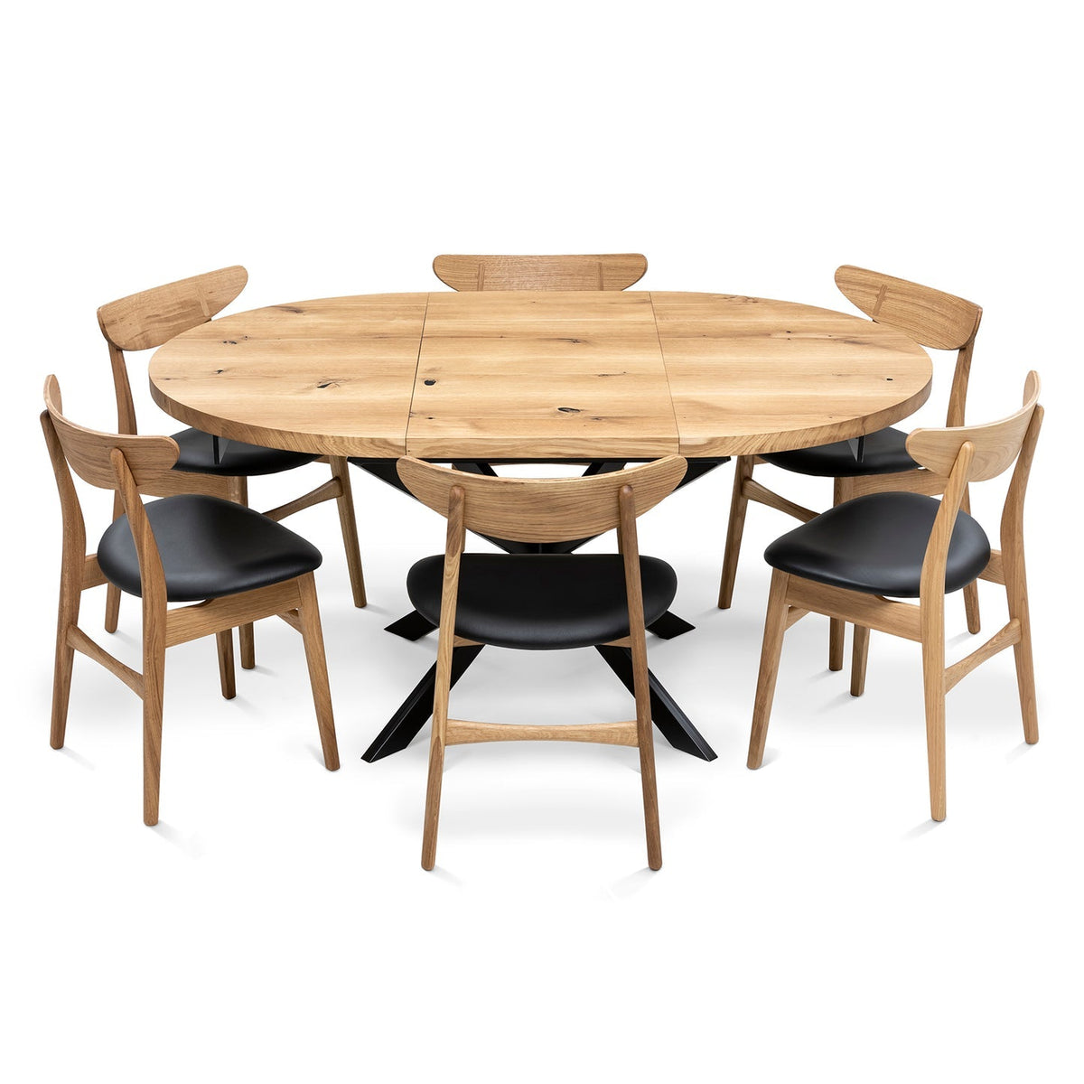 Beatrice Round Extendable Oak Dining Table in Solid Oak
