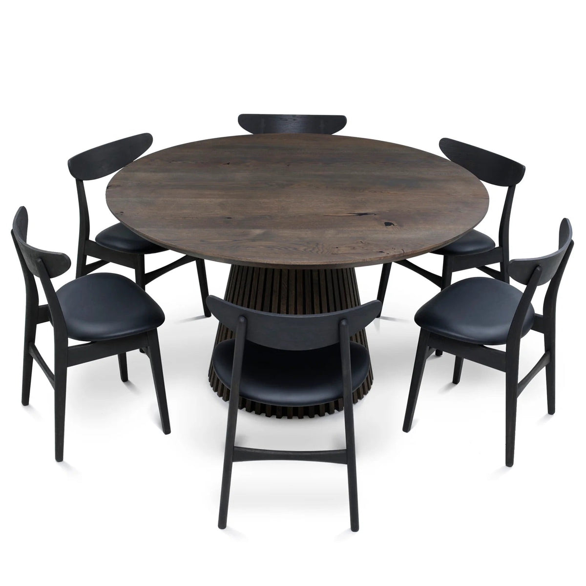 Vivien Round Extendable Dining Table in Charcoal Oak