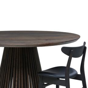 Vivien Round Extendable Dining Table in Charcoal Oak