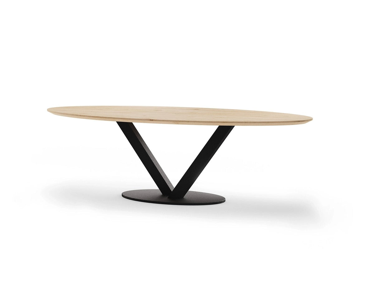 Metal Frame Table V22 in Walnut or Oak